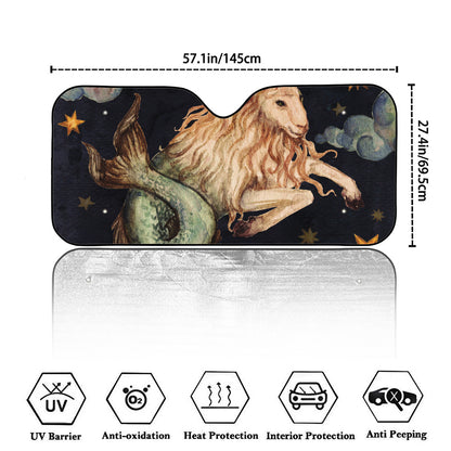 Watercolor Capricorn Zodiac Sign Print Car Windshield Sun Shade