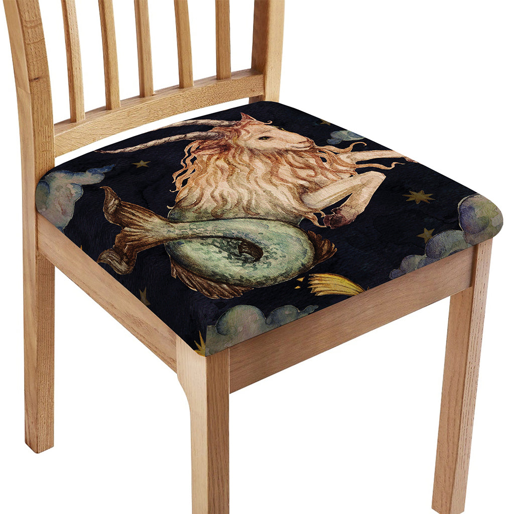 Watercolor Capricorn Zodiac Sign Print Chair Cushion Cover