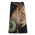 Watercolor Capricorn Zodiac Sign Print Cotton Front Slit Maxi Skirt
