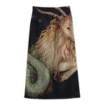 Watercolor Capricorn Zodiac Sign Print Cotton Front Slit Maxi Skirt