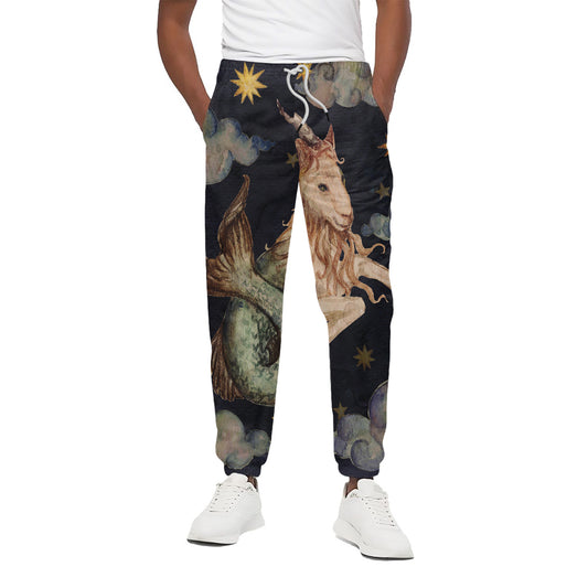Watercolor Capricorn Zodiac Sign Print Cotton Pants