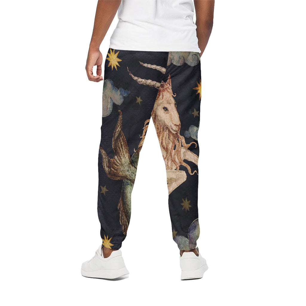 Watercolor Capricorn Zodiac Sign Print Cotton Pants