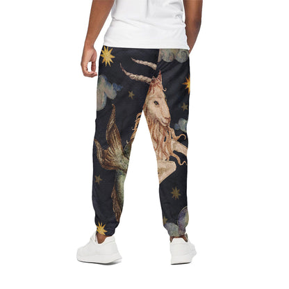 Watercolor Capricorn Zodiac Sign Print Cotton Pants