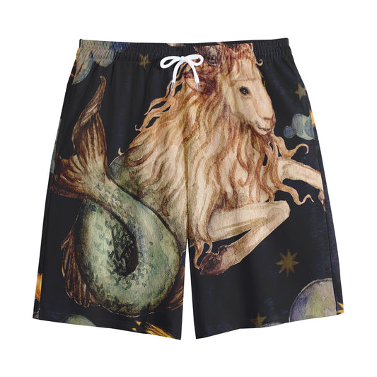 Watercolor Capricorn Zodiac Sign Print Cotton Shorts
