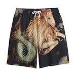Watercolor Capricorn Zodiac Sign Print Cotton Shorts