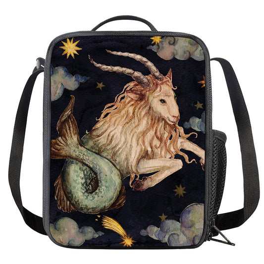 Watercolor Capricorn Zodiac Sign Print Crossbody Lunch Bag
