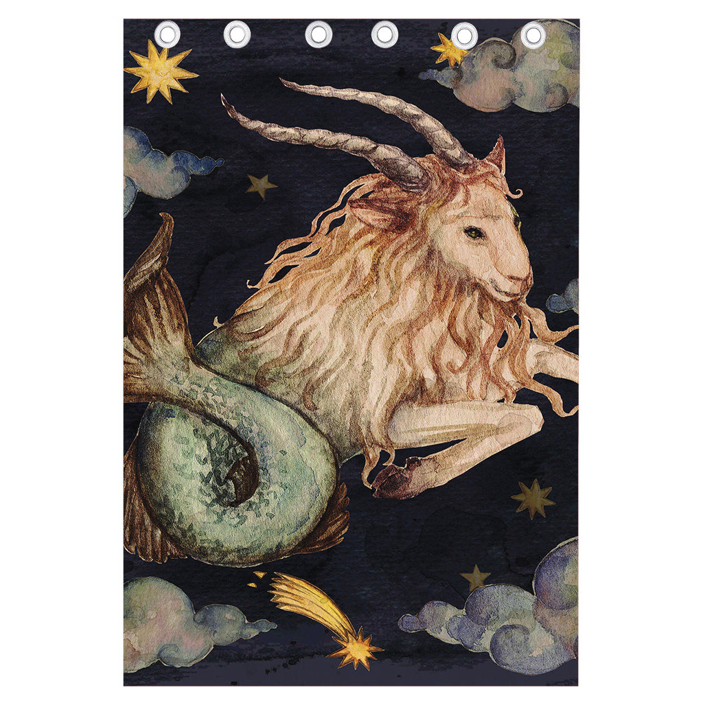Watercolor Capricorn Zodiac Sign Print Curtain