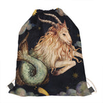 Watercolor Capricorn Zodiac Sign Print Drawstring Bag