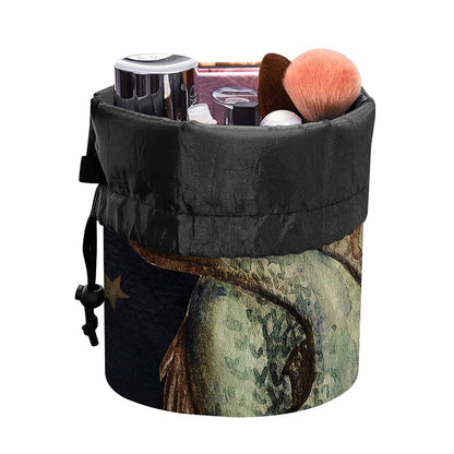 Watercolor Capricorn Zodiac Sign Print Drawstring Makeup Bag