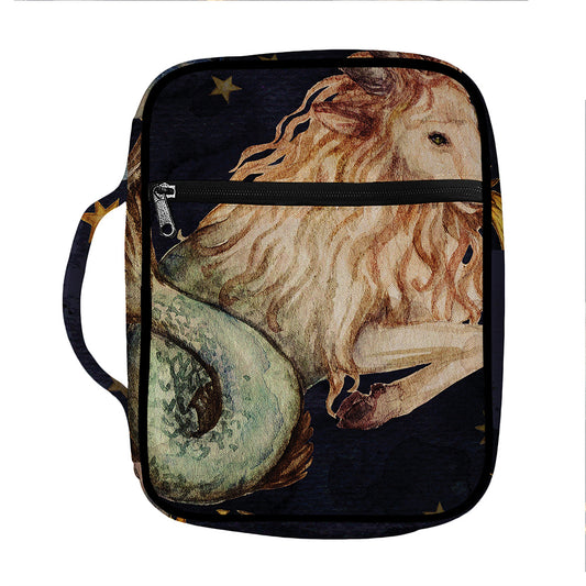 Watercolor Capricorn Zodiac Sign Print Front Pocket Bible Bag