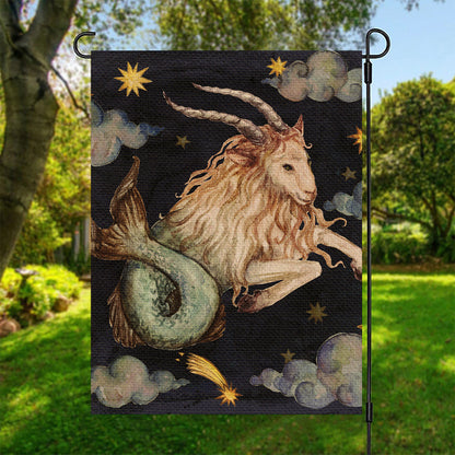 Watercolor Capricorn Zodiac Sign Print Garden Flag
