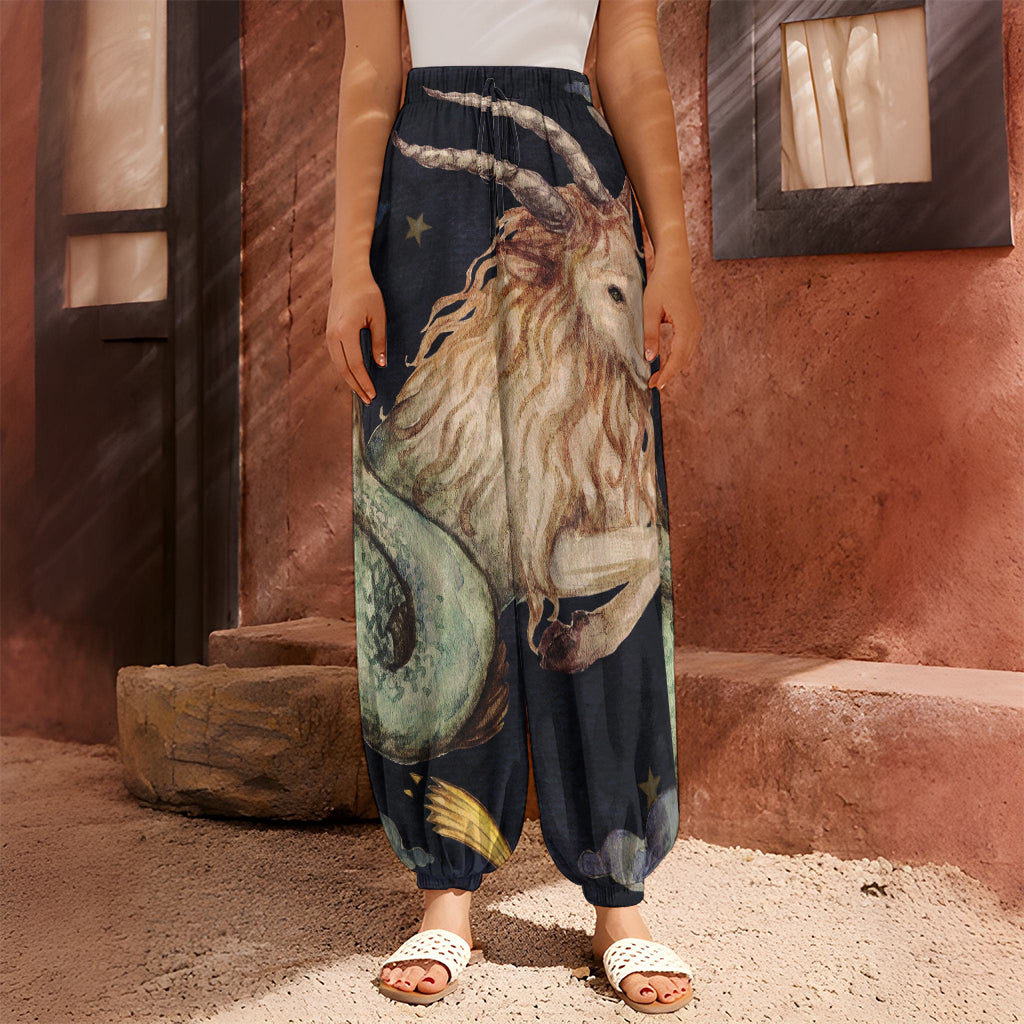 Watercolor Capricorn Zodiac Sign Print Harem Pants