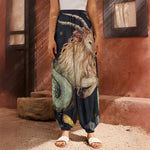 Watercolor Capricorn Zodiac Sign Print Harem Pants