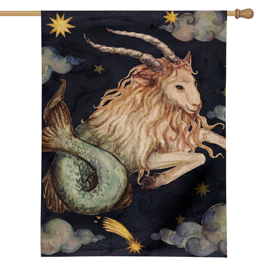 Watercolor Capricorn Zodiac Sign Print House Flag