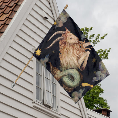 Watercolor Capricorn Zodiac Sign Print House Flag