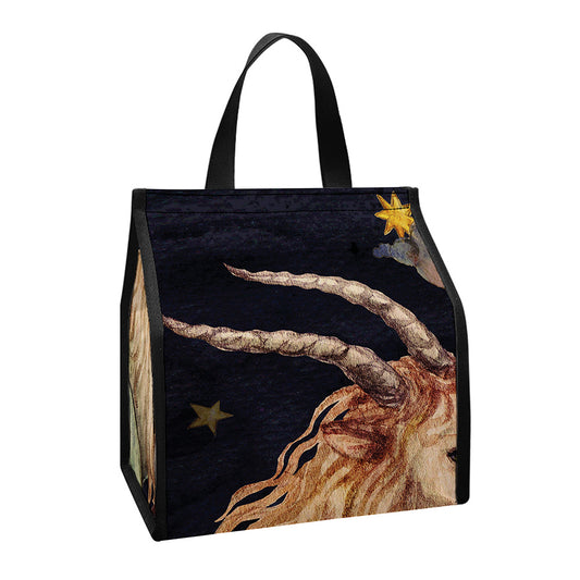 Watercolor Capricorn Zodiac Sign Print Insulated Lunch Tote