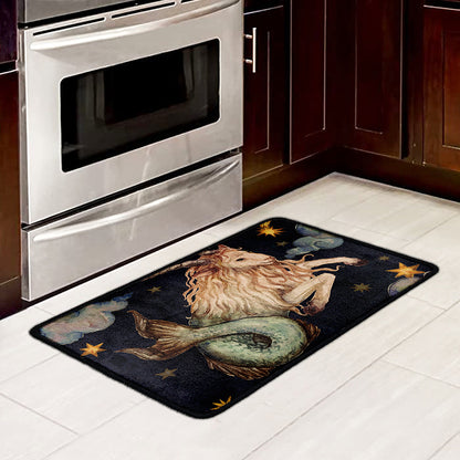 Watercolor Capricorn Zodiac Sign Print Kitchen Mat