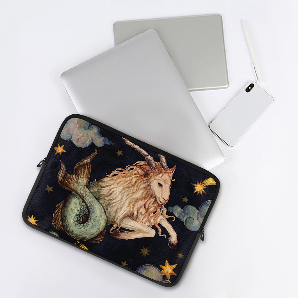Watercolor Capricorn Zodiac Sign Print Laptop Sleeve