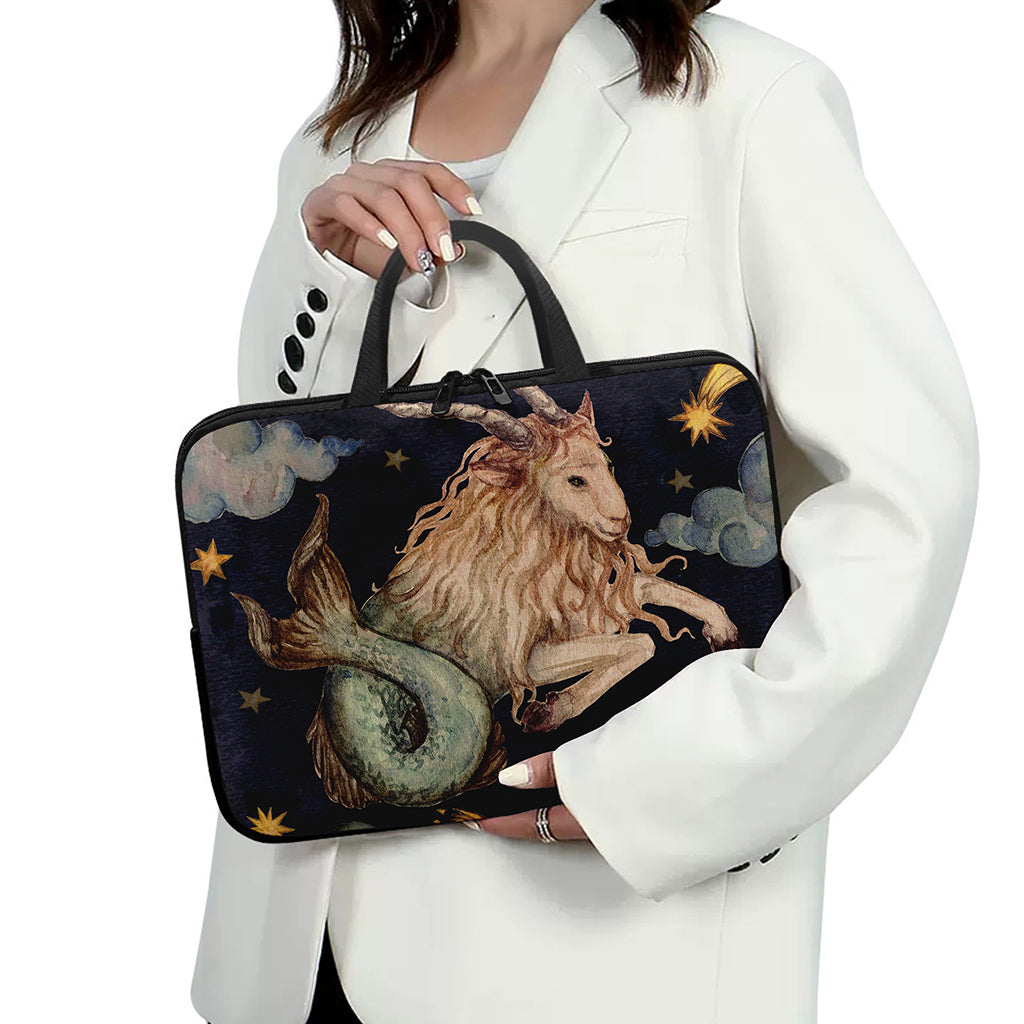 Watercolor Capricorn Zodiac Sign Print Laptop Sleeve With Handle
