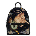 Watercolor Capricorn Zodiac Sign Print Leather Backpack