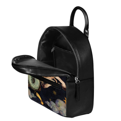 Watercolor Capricorn Zodiac Sign Print Leather Backpack