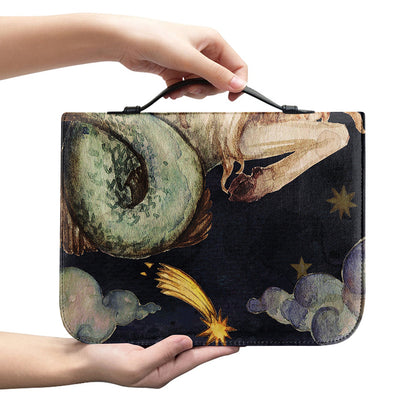 Watercolor Capricorn Zodiac Sign Print Leather Bible Cover