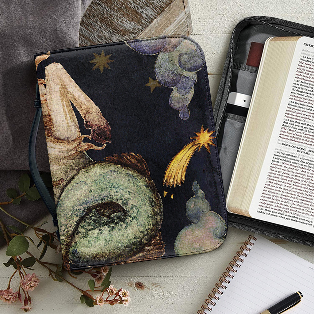 Watercolor Capricorn Zodiac Sign Print Leather Bible Cover