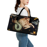 Watercolor Capricorn Zodiac Sign Print Leather Duffle Bag