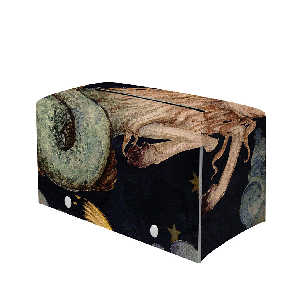 Watercolor Capricorn Zodiac Sign Print Leather Tissue Box Cover