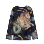 Watercolor Capricorn Zodiac Sign Print Long Sleeve Short Coat