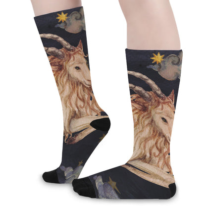 Watercolor Capricorn Zodiac Sign Print Long Socks