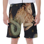 Watercolor Capricorn Zodiac Sign Print Men's Beach Shorts