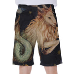 Watercolor Capricorn Zodiac Sign Print Men's Beach Shorts