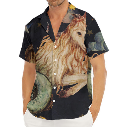 Watercolor Capricorn Zodiac Sign Print Men's Deep V-Neck Shirt