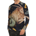 Watercolor Capricorn Zodiac Sign Print Men's Long Sleeve Rash Guard