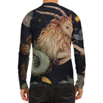 Watercolor Capricorn Zodiac Sign Print Men's Long Sleeve Rash Guard