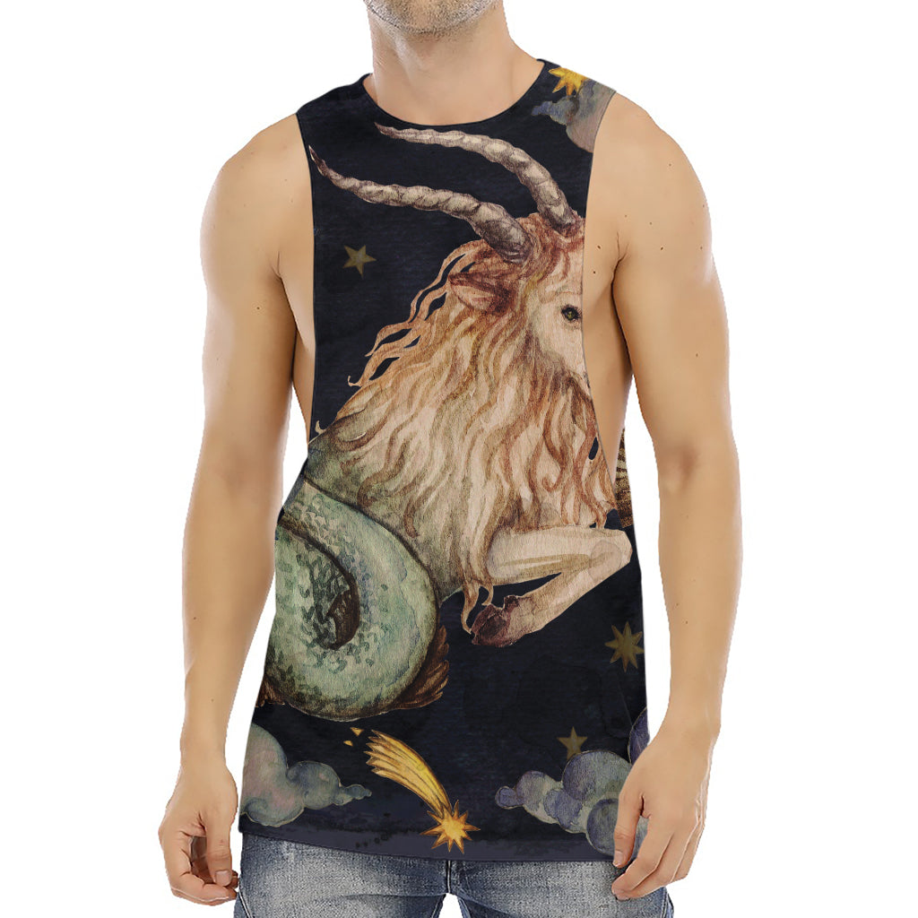 Watercolor Capricorn Zodiac Sign Print Men's Muscle Tank Top