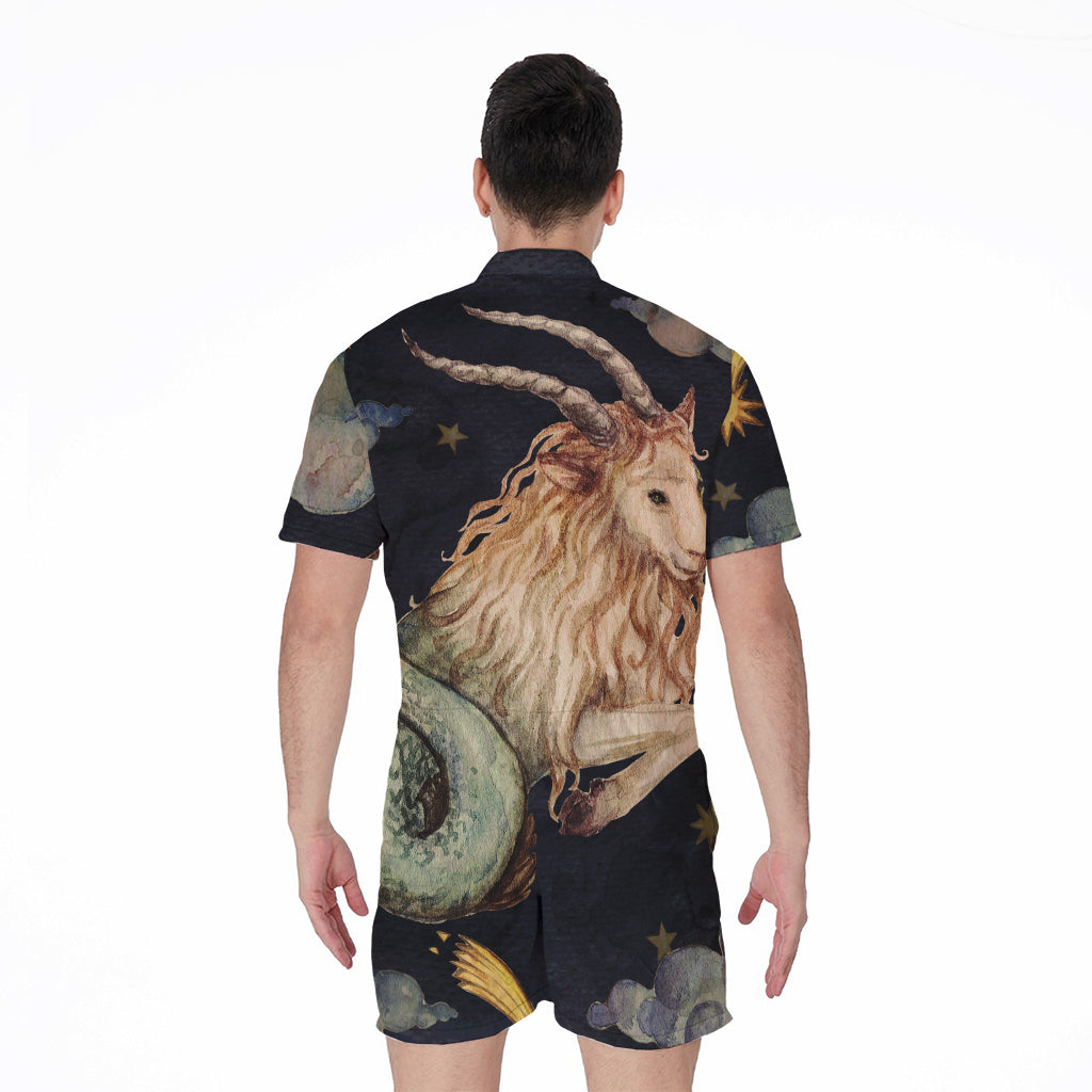 Watercolor Capricorn Zodiac Sign Print Men's Rompers