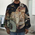 Watercolor Capricorn Zodiac Sign Print Men's Shirt Jacket