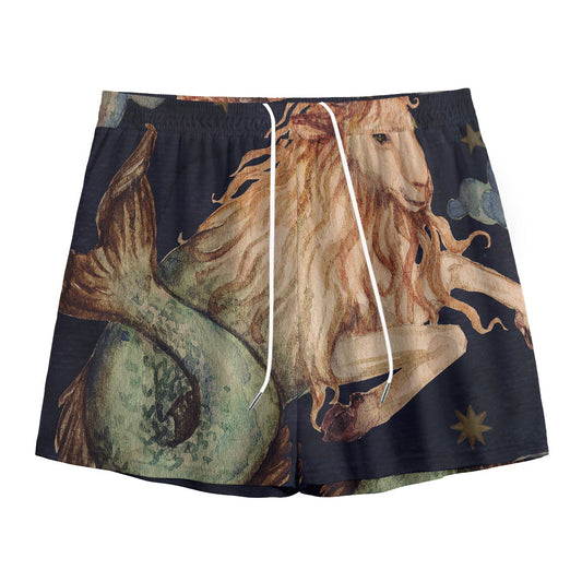 Watercolor Capricorn Zodiac Sign Print Mesh Shorts