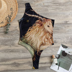 Watercolor Capricorn Zodiac Sign Print One Shoulder Bodysuit