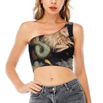 Watercolor Capricorn Zodiac Sign Print One Shoulder Crop Top