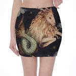 Watercolor Capricorn Zodiac Sign Print Pencil Mini Skirt