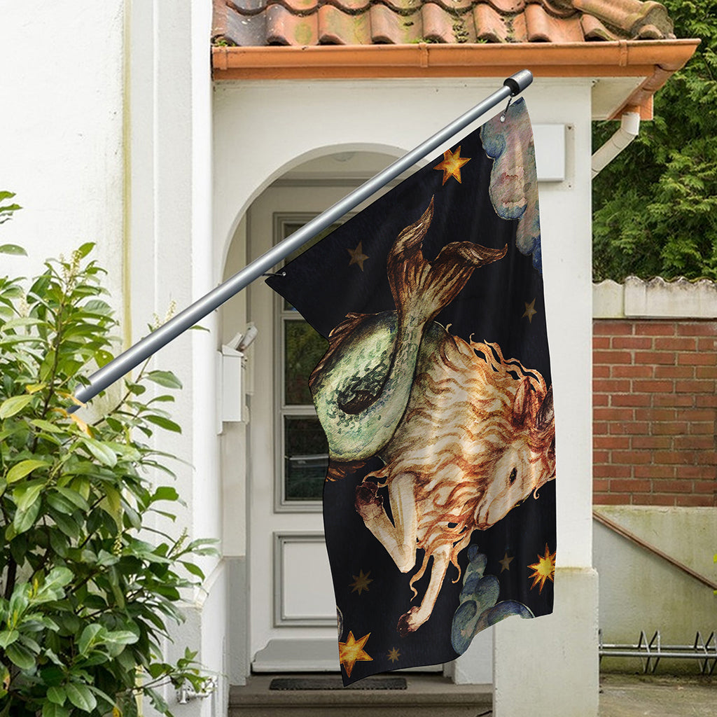 Watercolor Capricorn Zodiac Sign Print Polyester Flag