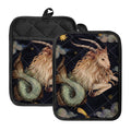 Watercolor Capricorn Zodiac Sign Print Pot Holders With Pocket