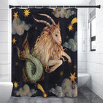 Watercolor Capricorn Zodiac Sign Print Premium Shower Curtain