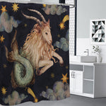 Watercolor Capricorn Zodiac Sign Print Premium Shower Curtain