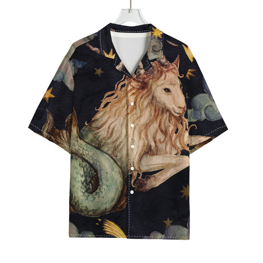 Watercolor Capricorn Zodiac Sign Print Rayon Hawaiian Shirt