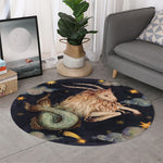 Watercolor Capricorn Zodiac Sign Print Round Rug
