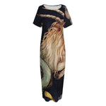 Watercolor Capricorn Zodiac Sign Print Short Sleeve Long Nightdress